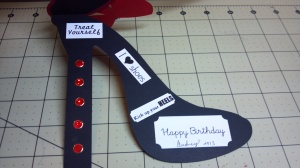Red and Zebra High Heel Shoe Birthday Card - Inside