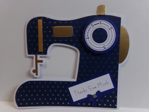 Sewing Machine Shaped Card Blue